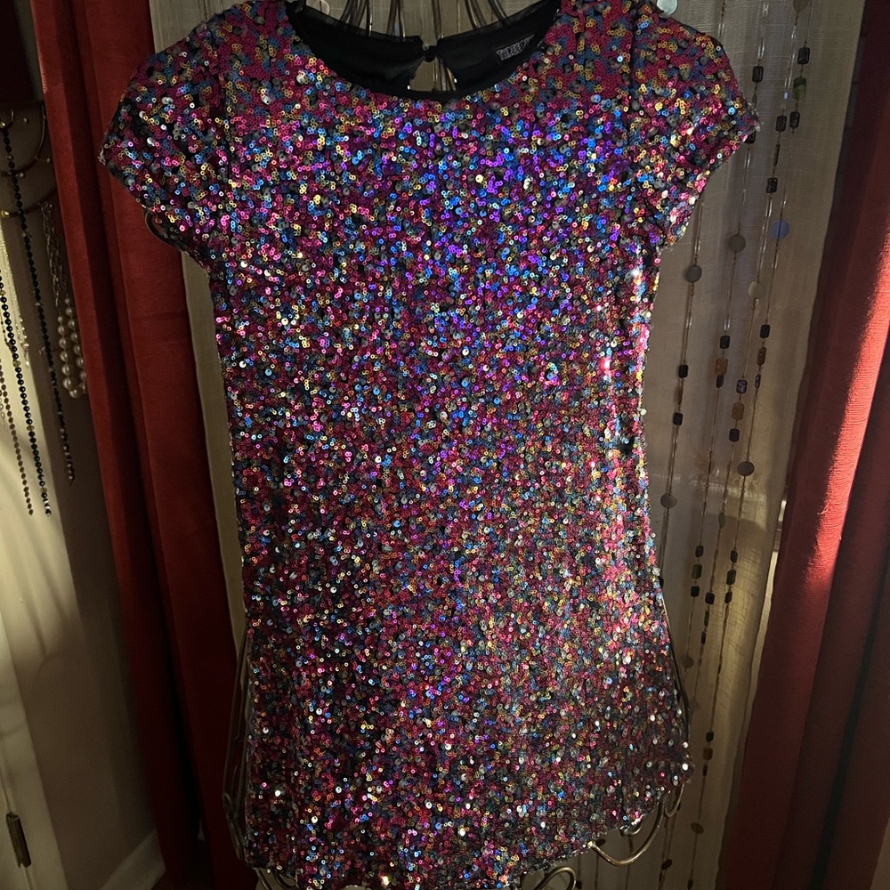 3PinkHearts dress with metallic sequin